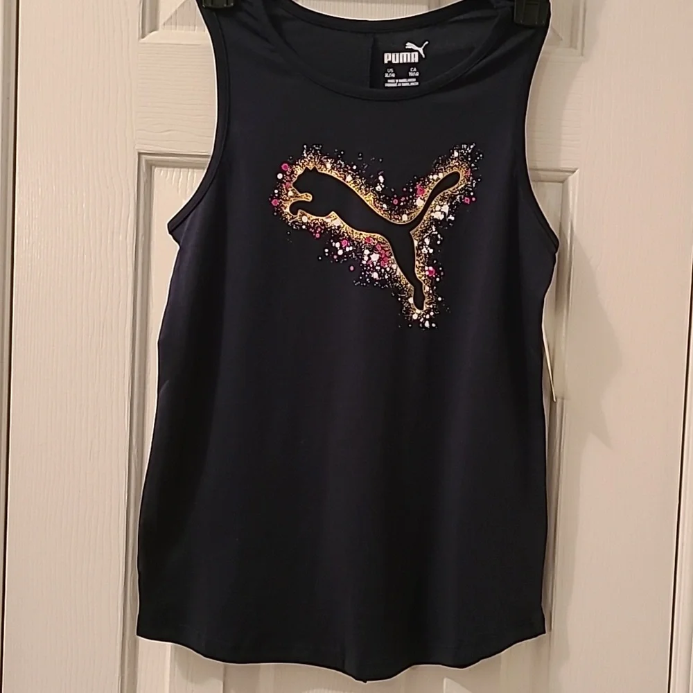 PUMA BRAND GIRLS BLUE "SPARKLING " TANK TOP SIZE LARGE